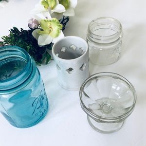 Assortment of vintage glassware decor